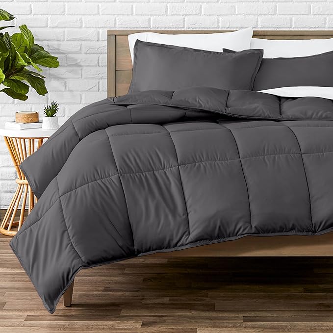 Bare Home Comforter Set - Full Size - Ultra-Soft - Goose Down Alternative - Premium 1800 Series - All Season Warmth (Full, Forged Iron Grey)