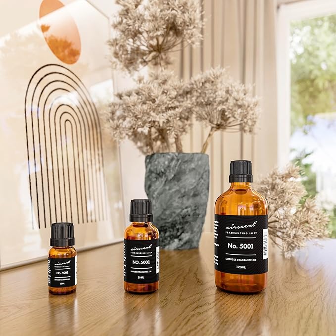AirScent Baccarat Rouge Inspired Diffuser Oil - Perfume Dupe - Premium Fragrance Oil No. 5001 for Ultrasonic and Waterless Diffusers and Crafting - 10 mL, 0.34 fl oz Glass Dropper Bottle