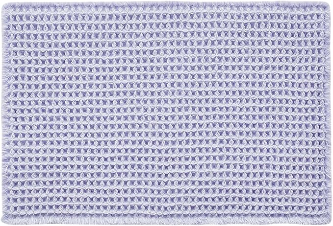 Waffle Bath Mat, Boho Bathroom Rugs Non Slip Washable Super Absorbent Quick Dry Cute Bath Mat Farmhouse Bathroom Decor, 24''x16'' Lavender Cream