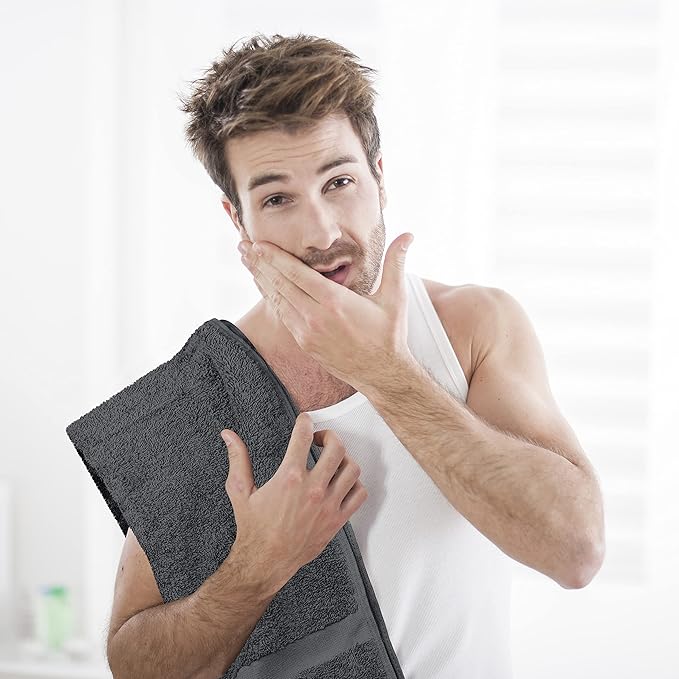 Utopia Towels, Salon Towel, Pack of 24, Not Bleach Proof, 16 by 27 Inches, Highly Absorbent Cotton Towels for Hand, Gym, Beauty, Spa, and Home Hair Care, Grey