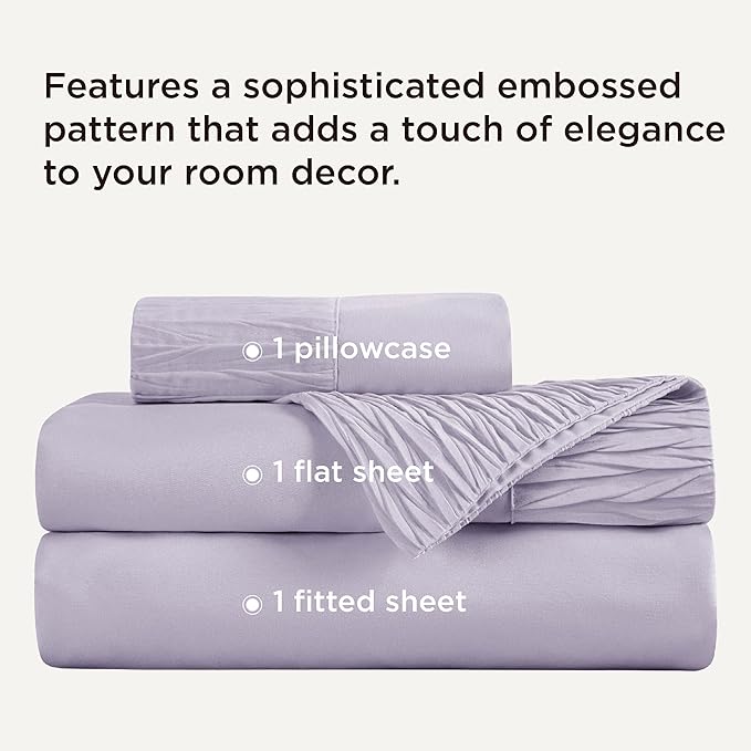 Bedsure Twin Sheets Set - 3 Pieces Soft Twin Bed Sheets - Breathable & Cooling - Hotel Luxury - Easy Care Polyester Microfiber Bedding for Women, Men, Lavender