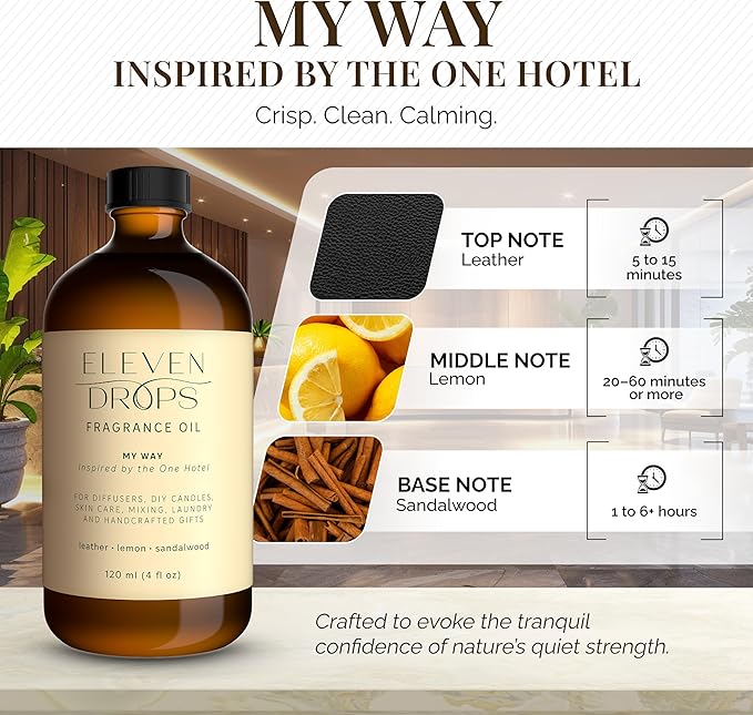 My Way Diffuser Oil - Premium Fragrance Oil Inspired by The One Hotel - Invigorating My Way Scent for Cold Air Diffusers, Home, Office, DIY Candles, Mixing, Lasting, Pet Friendly - 4oz