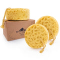myHomeBody Bath Sponge, Foam Loofah, Body Scrubber for Bathing, Exfoliating Shower Pouf for Shower - Large Size, Lots of Lather, Round, 3 Pack
