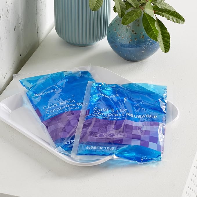 McKesson Cold and Hot Compress Reusable [24 Pack] Gel Ice Hot Packs for Injuries, 6.75 in x 10.5 in