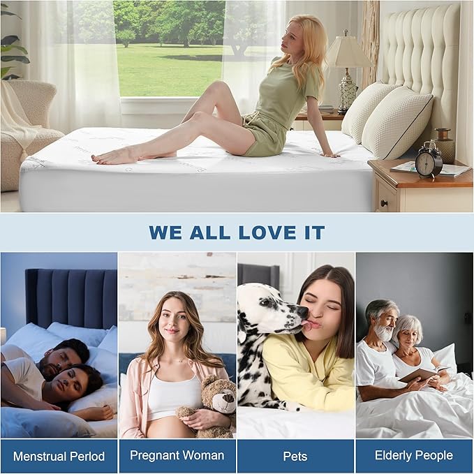 BEDLORE King Size Waterproof Mattress Protector Viscose Derived from Bamboo, Soft Mattress Cover Fitted with Deep Pocket 6"-18", Breathable & Cooling Noiseless Mattress Pad, Machine Washable(White)