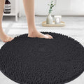 MAYSHINE Round Area Rug Set for Bathroom | Soft Plush Chenille Bath Mat, Water Absorbent Non-Slip Bathroom Rug | Washable Shag Carpet for Shower, Bedroom, or Home Décor | 36"x36" (Round) | Black