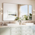 TokeShimi 72x36 Brushed Nickel Bathroom Mirror,Tempered Glass,Bathroom Wall Mirror with Seamless Aluminum Frame,Modern Bathroom Vanity Mirror Shatterproof(Horizontal/Vertical)