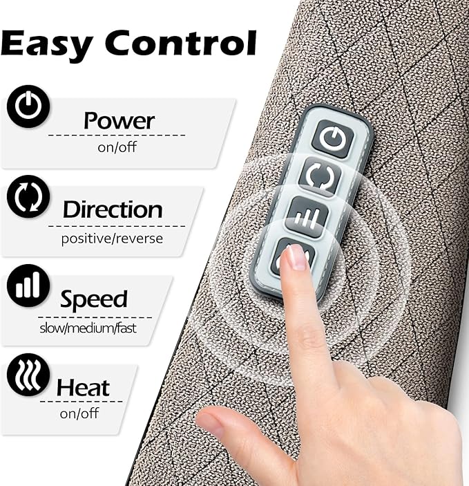 Blue Elf Shiatsu Electric Neck Back Massager Pillow 3D Kneading with Heat for Shoulder, Lower Back, Foot, Leg Muscles Pain Relief Relax in Car Office and Home (Gray)