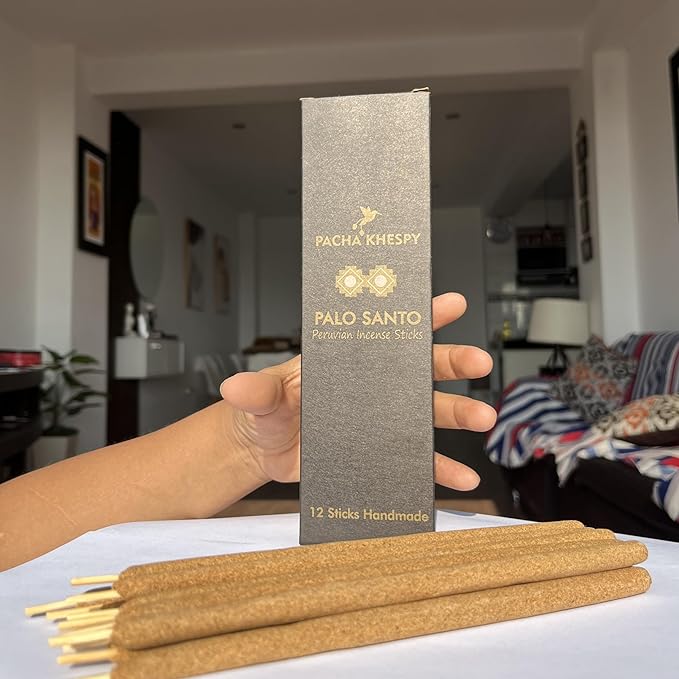 Palo Santo Incense Sticks – 12 Pack | 100% Natural Hand Rolled in Peru | Holy Wood Long Lasting 80 Min Burn | Ideal for Yoga Meditation Cleansing and Home Fragance