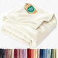 Ultra Soft Fleece Blanket Queen Size - Flannel Fleece Luxury Queen Blanket - Lightweight for Couch Bed Chair - Thick, Warm and Breathable - All Season Cozy Fuzzy, Anti-Static Microplush Bedding, Ivory