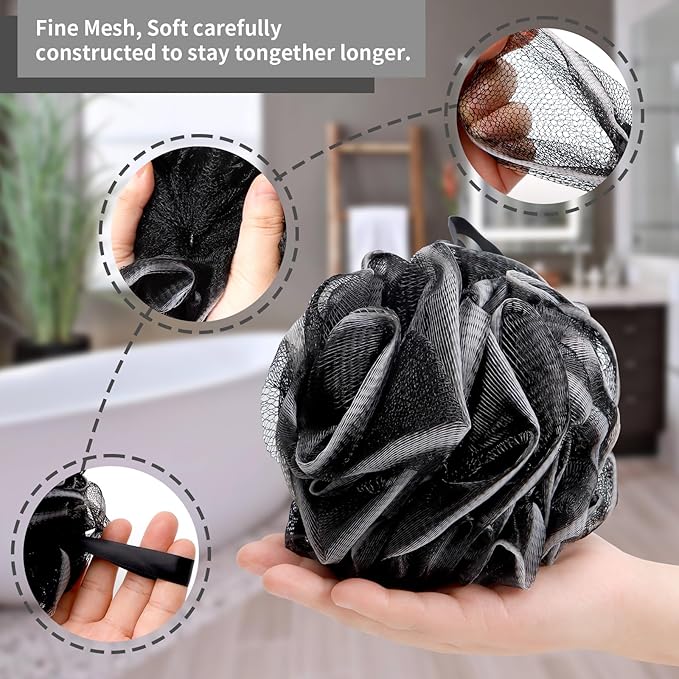 Bath Loofah Sponge Back Scrubber Shower Sponge Soft Mesh Exfoliator Pouf Shower Ball Bath Sponges for Women and Men Bath Accessories