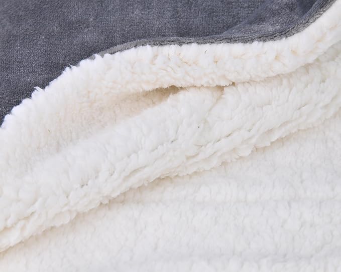 SOCHOW Sherpa Fleece Throw Blanket, Double-Sided Super Soft Luxurious Plush Blanket Queen Size 90 inchx90 inch, Grey
