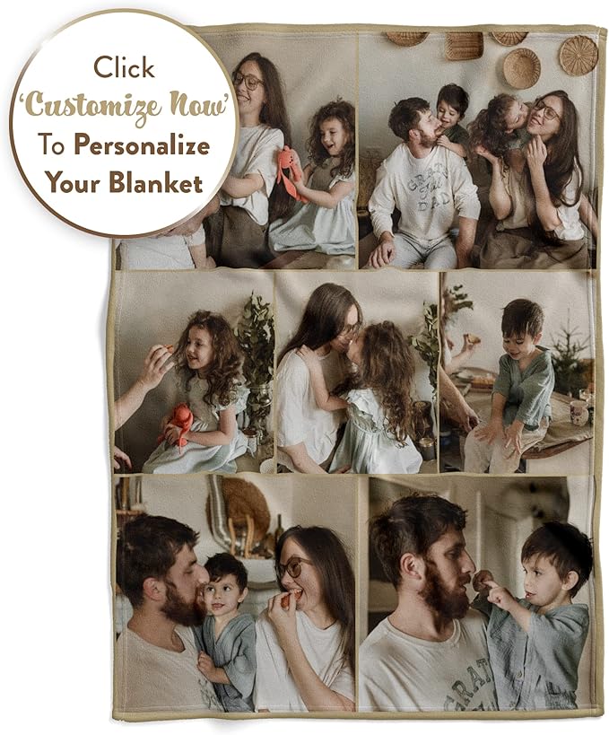 Ships Next Day, Custom Blanket with Picture - Printed in USA, Personalized Photo Blanket (Fleece – 50x60)