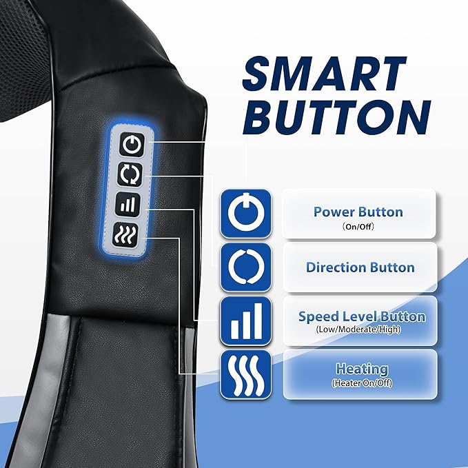 Shiatsu Neck and Back Massager with Heat, Electric Deep Tissue Kneading Neck and Shoulder Massage, Best Gifts for Women Men Mom Dad Mothers Fathers Day Birthday Gift (NOT Cordless)