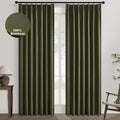 Topfinel 90 Inches Long Olive Green Curtains for Bedroom,Linen Pinch Pleat Light Blocking Forest Green Curtains, Room Darkening Modern Spring Hunter Green Moody Drapes 2 Panels Set with Hooks Rings