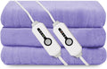 Electric Heated Blanket 90"x100" King Size, Soft Coral Fleece, Dual Controllers with 4 Heating Levels and 10 Hours Auto-Off, Machine Washable, Cozy Plush Fabric for Home, Light Purple