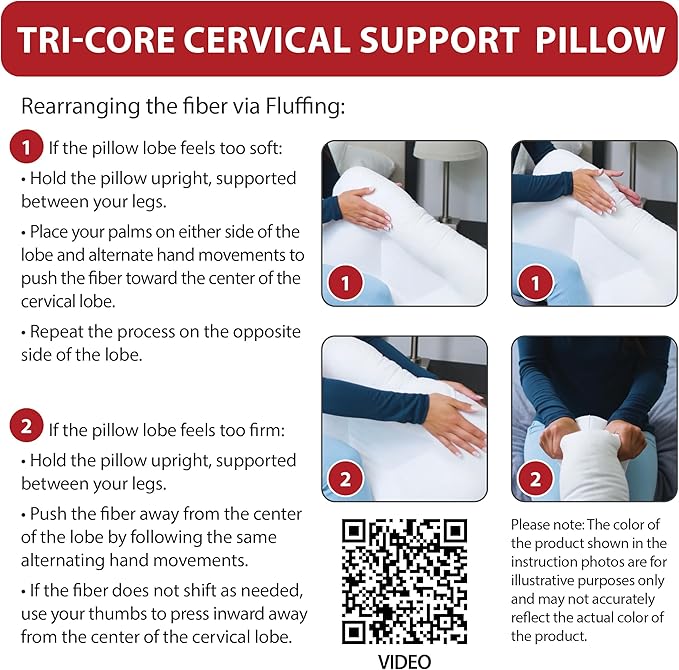 Core Products Tri-Core Cervical Support Pillow – Firm Orthopedic Neck Pillow for Pain Relief, Great Gift for Back and Side Sleepers – Ergonomic Contour Pillow – Assembled in USA, Petite Size