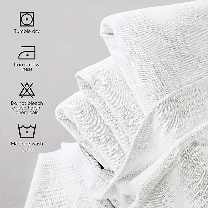 Utopia Bedding White 100% Cotton Blanket [Full Size - 90x84 Inch] 350GSM Lightweight, Soft and Breathable Thermal Blanket for All Seasons