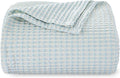 EGOHOME 100% Cotton Waffle Blanket Twin Size for Bed-Breathable and Lightweight,Soft Dual-Tone Textured Jacquard Waffle Weave Blankets for All-Seasons,Angel Falls Blue,60 x 80 Inches