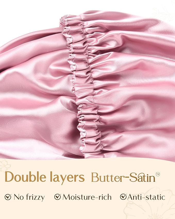 YANIBEST Adjustable Silk Bonnet Double Layer Satin Bonnet Hair Bonnet for Sleeping Bonnets for Women Hats Curly Natural Hair, Brown