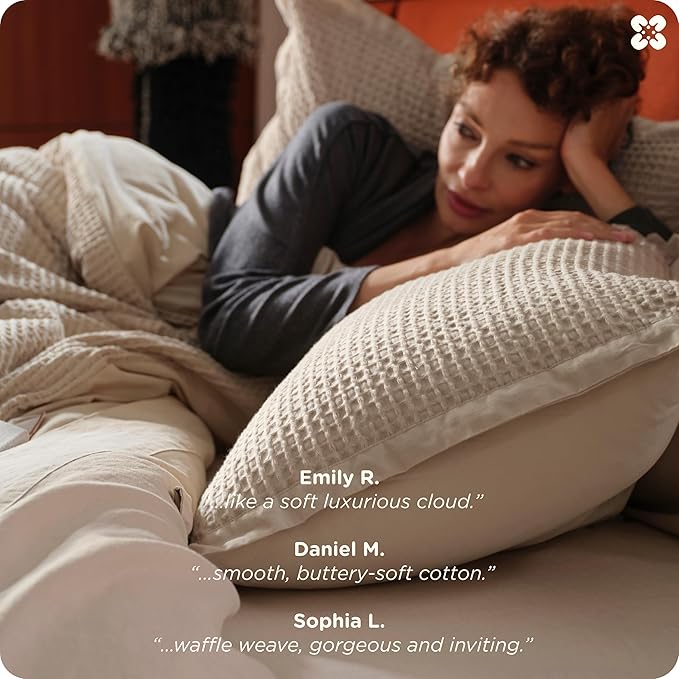 Bedsure Cotton Duvet Cover King - 100% Cotton Waffle Weave Khaki Duvet Cover King Size, GentleSoft™ and Breathable Tan Bedding Set for All Season, 3 Pieces, 104"x90"