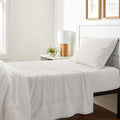 Amazon Basics 3 Piece Bed Sheet Set, 100% Cotton Jersey, Includes Super Soft, Flat and Fitted Sheets, Pillowcase, Twin, Oatmeal, Solid