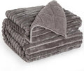 Sherpa Fleece Weighted Blanket with 3D Ribbed Stripes, 12 lbs Soft Flannel Heavy Throw Blanket for Couch Bed Sofa, Heavy Thick Blankets with Ceramic Beads, Great for Sleep, 48" x 72"