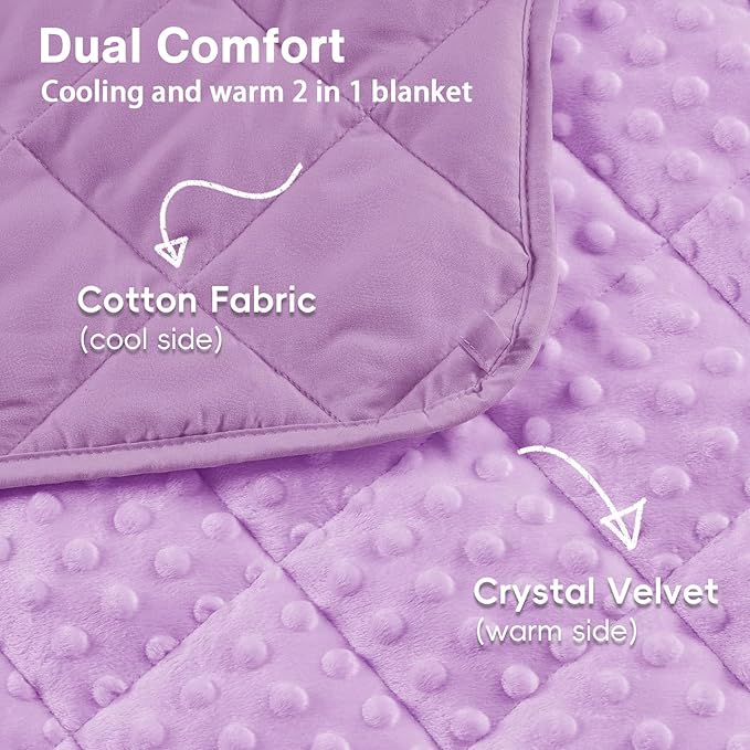 yescool Weighted Blanket 7 Pounds Light Purple Twin Size Cooling Weighted Throw Blanket, Minky Heavy Blankets Warm Weighted Comforter, Big Washable Thick Blankets Gift for 60-90lbs, 40 * 60in