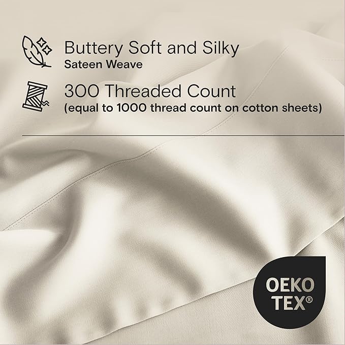 DOZ Duvet Cover Set, 100% Viscose derived from Bamboo, Organically Grown, Buttery Soft, Cooling Duvet Covers, High GSM, 1 Duvet Cover and 2 Pillowcases, 106"x90" (Sand, King/Cal King)
