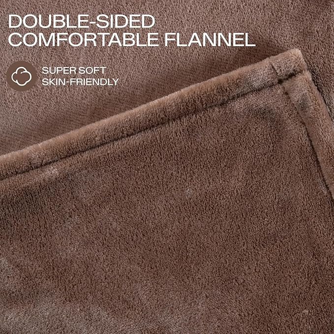 Electric Blanket King Size, Ultra Soft Flannel Heated Blanket for Full Body, Dual Control Heating Blankets with 10 Hours Automatic Shut Off, 8 Heating Levels, Washable, Double Zone, 100" x 90" Brown