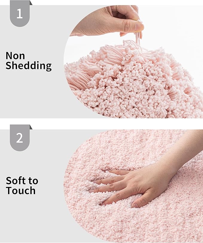 Pink Toilet Rug 22x24 Non Slip Fluffy Toilet Floor Mat U Shaped Washable Bathroom Contour Rug for Toilet Absorbent Thick Toilet Carpet