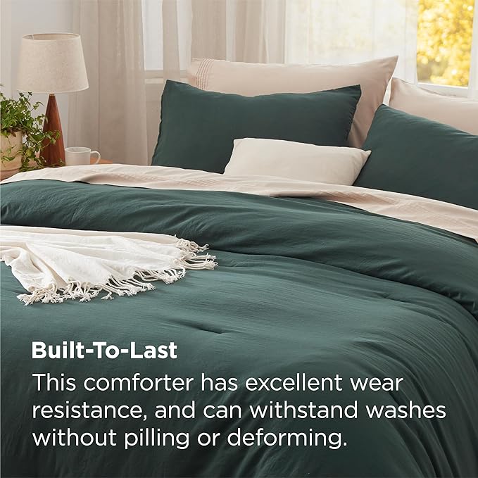 Bedsure California King Size Comforter Set, Forest Green Soft Prewashed Bedding for All Seasons, 3 Pieces GentleSoft™ Bed Set, 1 Lightweight Comforter (104"x96") and 2 Pillowcases (20"x36")