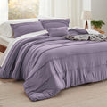 Bedsure Queen Comforter Set - 4 Pieces Pinch Pleat Bed Set, Purple Boho Bedding for All Season, 1 Soft Comforter, 2 Pillowcases, 1 Decorative Pillow