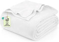 Utopia Bedding White 100% Cotton Blanket [Full Size - 90x84 Inch] 350GSM Lightweight, Soft and Breathable Thermal Blanket for All Seasons