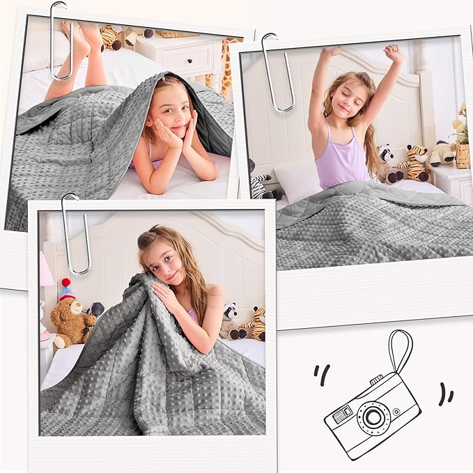 yescool Weighted Blanket 10 Pounds Grey Twin Size Cooling Weighted Throw Blanket, Minky Heavy Blankets Warm Weighted Comforter, Big Washable Thick Blankets Gift for 80-120lbs, 40 * 60in
