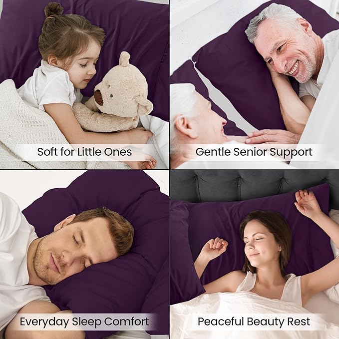 Pillow Covers by Utopia Bedding - King Size 2-Pack – Soft Brushed Microfiber – Perfect for Hospitals, Hotels, Guest Rooms – Oeko-TEX Certified, 20x40 Inches (Dark Purple)
