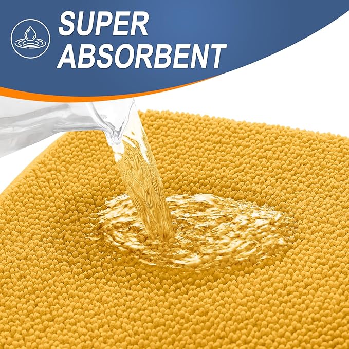 OLANLY Thick Memory Foam Bath Mat Rug 36x24, Extra Soft Absorbent Bathroom Rug, Quick Dry Bath Mats, Non-Slip, Machine Washable Carpet for Floor, Tub and Shower, Home Decor Accessories, Golden Yellow