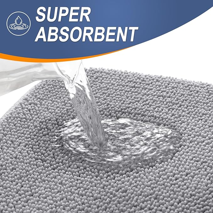 OLANLY Thick Memory Foam Bath Mat Rug 40x32, Extra Soft Absorbent Bathroom Rugs, Quick Dry Bath Mats, Non-Slip, Machine Washable Carpet for Bathroom, Tub and Shower, Home Decor Accessories, Grey