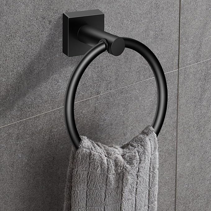 Bathroom Hardware Set 4 Pieces, Matte Black Stainless Steel Towel Bar Set, Includes 24In Towel Bar, Towel Ring, Robe Towel Hooks,Toilet Paper Holder, Wall Mounted Towel Rack Set