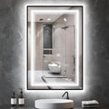 LED Bathroom Mirror with Front and Backlit 24"x36", Black LED Mirror for Bathroom,Dual LED Strips, Fogless, Dimmable, 3 Color Changing, Shatterproof, Horizontal/Vertical