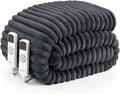 Hansleep Heated Blanket King Size Electric Throw Dual Control, Heating Blanket with 9 Heating Levels and 10-Hour Timer Auto Shut Off, Washable Soft Warm Winter Blanket, 90 x 100 Inches, Dark Grey