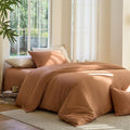 DOZ Duvet Cover Set, 100% Viscose derived from Bamboo, Organically Grown, Buttery Soft, Cooling Duvet Covers, High GSM, 1 Duvet Cover and 1 Pillowcase, 70"x90" (Clay, Twin/Twin XL)