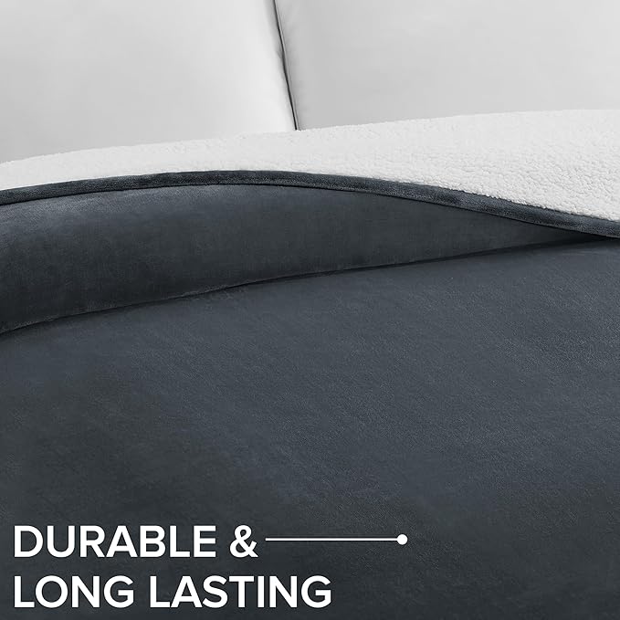 UGG Ariana King/California King Blanket Fleece Fluffy Reversible Soft Fuzzy Bedding Cozy Plush Oversized Blanket Machine Washable Bedroom Decor for Big Couch or Bed, 110-inch x 90-inch, Charcoal Grey