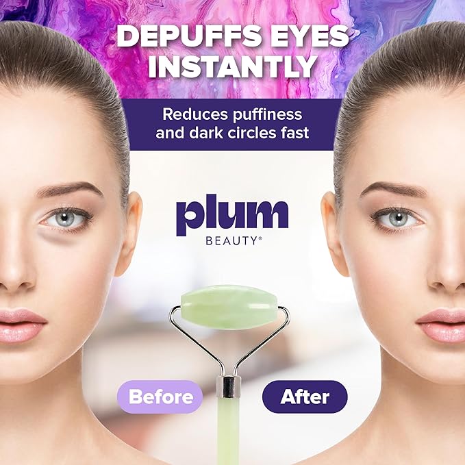 Jade Roller - Face Roller - Gua Sha Facial Tools, Jade Rollers for Face, Skin Care Kit for Men Women, Guasha Tools for Faces, Facial Care Reduces Under-Eye Puffiness and Dark Circles