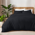 Bare Home 100% Organic Cotton Jersey Duvet Cover Set - Full/Queen Size - Ultra Soft - 100% Cotton - 3pcs - Corner Ties - Button Closure - Bedding Duvet Cover & Pillow Shams (Full/Queen, Black)