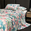 Cyusri Floral Print Cooling Comforter Set 3Pcs Breathable Cool King Size Bedding Set with 2 Pillowcases Pink Tulip Pattern Silky Cold Quilt, 108"x90"