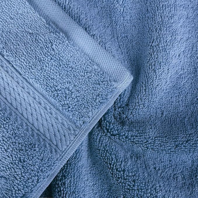 SUPERIOR Egyptian Cotton Pile 9 Piece Towel Set, Includes 3 Bath, 3 Hand, 3 Face Towels/Washcloths, Ultra Soft Luxury Towels, Thick Plush Essentials, Guest Bath, Spa, Hotel Bathroom, Denim Blue