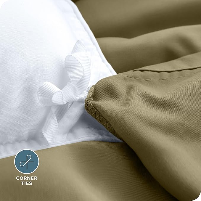 Bare Home Bedding Duvet Cover Queen Size - Premium 1800 Super Soft Collection - Lightweight, Cooling - Soft Breathable Bedding Duvet Cover (Queen, Olive)