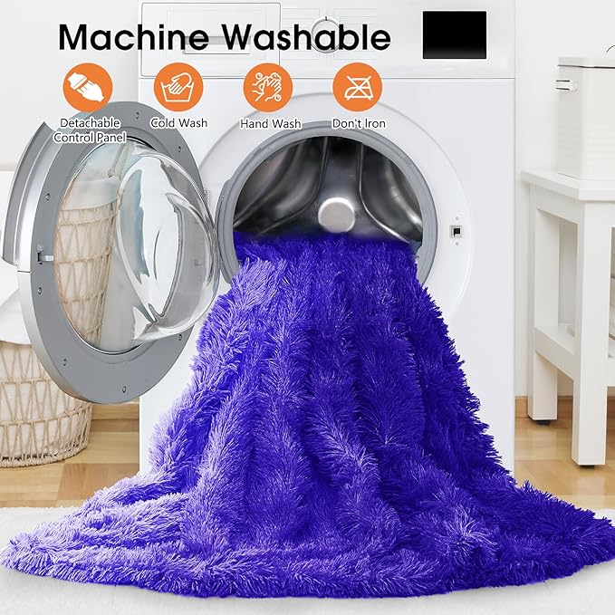 Heated Electric Blanket Twin,Warm Winter Birthday Gifts for Women Her Grandma–Faux Fur with Soft Sherpa,10 Heat Settings,5 Time Settings with Fast Heating, 62x84, Sunset Purple