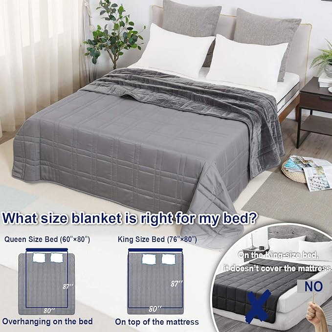 OMYSTYLE 25lb Weighted Blanket Queen Size for Adult(80''x87'', Double-Sided), Warm Short Plush and Cool Tencel Fabric Reversible Weighted Blanket for Adult - Carry Bag Included